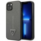 GUESS iPhone 14 Plus Skal Saffiano Triangle Logo - Silver