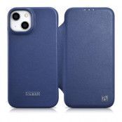 iCarer iPhone 14 Plus Plånboksfodral Magsafe CE Läder - Blå