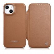 iCarer iPhone 14 Plus Plånboksfodral Magsafe CE Läder - Brun