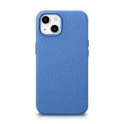 iCarer iPhone 14 Plus Skal Magsafe Äkta Läder Litchi Premium - Ljusblå