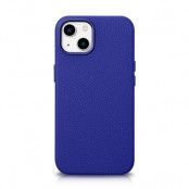 iCarer iPhone 14 Plus Skal Magsafe Äkta Läder Litchi Premium - Mörkblå
