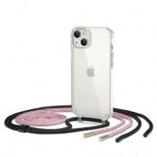 iPhone 14 Plus Skal med Halsband Flexair Chain - Svart och Rosa