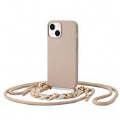 iPhone 14 Plus Skal med Halsband Icon Chain - Beige