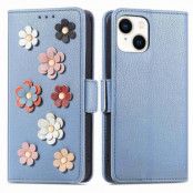 iPhone 14 Plus Plånboksfodral Flower Decor Magnetic - Blå