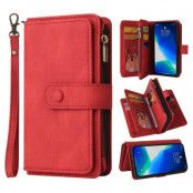iPhone 14 Plus Plånboksfodral KT Zipper - Röd