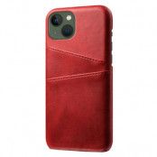 iPhone 14 Plus Skal Korthållare PU Läder - Röd