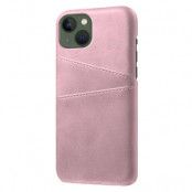 iPhone 14 Plus Skal Korthållare PU Läder - Rosa Guld