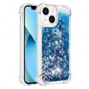 iPhone 14 Plus Skal Liquid Floating Glitter - Blå