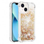 iPhone 14 Plus Skal Liquid Floating Glitter - Guld