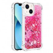 iPhone 14 Plus Skal Liquid Floating Glitter - Rosa