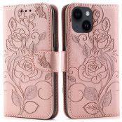 iPhone 14 Plus Plånboksfodral Imprinted Roses - Rosa
