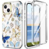 iPhone 14 Plus Skal 360 Butterfly - Blå