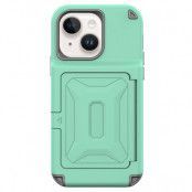 iPhone 14 Plus Skal Korthållare Mirror Kickstand - Grön