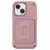 iPhone 14 Plus Skal Korthållare Mirror Kickstand - Rosa