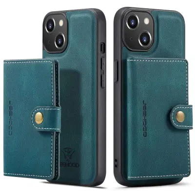 JEEHOOD iPhone 14 Plus Plånboksfodral 2-i-1 Konstläder TPU Grön