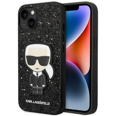 Karl Lagerfeld iPhone 14 Plus Skal Glitter Flakes Ikonik - Svart