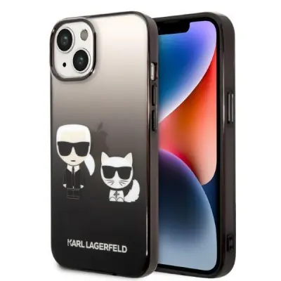 Karl Lagerfeld iPhone 14 Plus Skal Gradient Ikonik Karl&Choupette - Svart