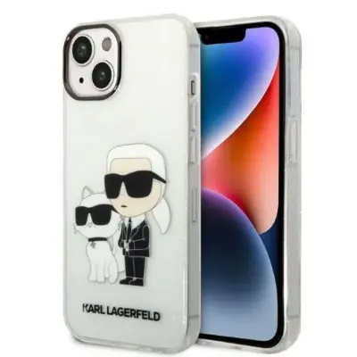 Karl Lagerfeld iPhone 14 Plus Skal IML GLIT NFT Karl&Choupette - Clear