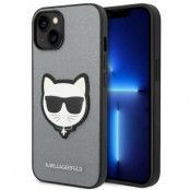 Karl Lagerfeld iPhone 14 Skal Saffiano Choupette Head Patch - Silver