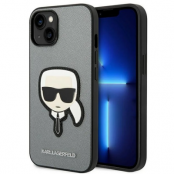 Karl Lagerfeld iPhone 14 Plus Skal Saffiano Head Patch - Silver