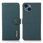 KHAZNEH iPhone 14 Plus Plånboksfodral RFID Äkta Läder - Grön