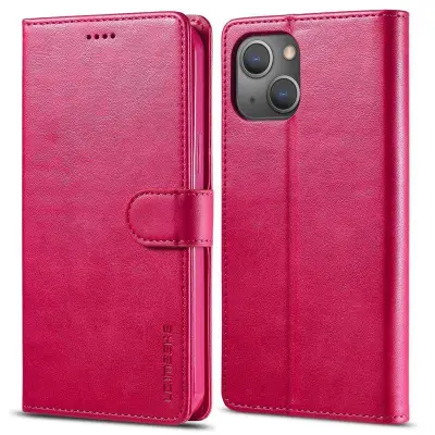 LC.IMEEKE iPhone 14 Plus Plånboksfodral Konstläder - Rosa