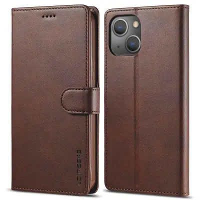 LC.IMEEKE iPhone 14 Plus Plånboksfodral i Konstläder - Brun