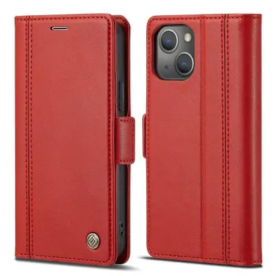 LC.IMEEKE iPhone 14 Plus Plånboksfodral i Konstläder - Röd