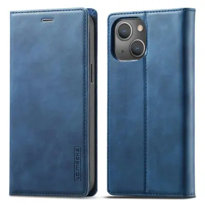 LC.IMEEKE iPhone 14 Plus Plånboksfodral Konstläder - Blå