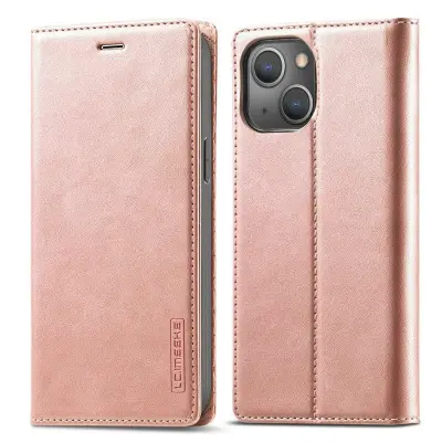 LC.IMEEKE iPhone 14 Plus Plånboksfodral Konstläder - Roséguld