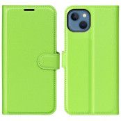 Litchi Flip iPhone 14 Plus Plånboksfodral  - Grön