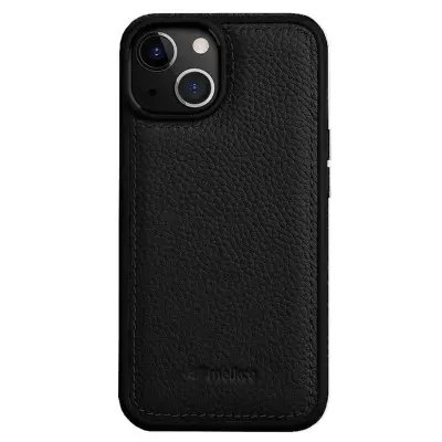 MELKCO iPhone 14 Plus Mobilskal Äkta Läder + PC Svart