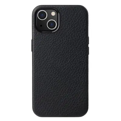 MELKCO iPhone 14 Plus Mobilskal Magnetiskt Äkta Läder + PC Svart