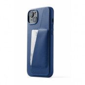 Mujjo iPhone 14 Plus Skal Korthållare Full Läder - Monacoblå