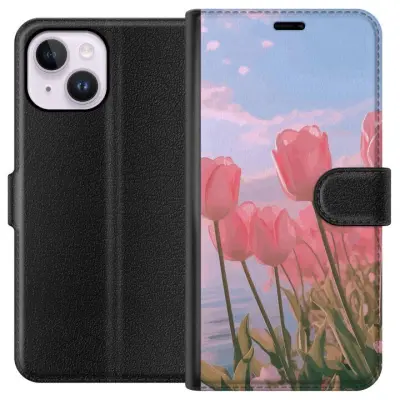 Plånboksfodral till Apple iPhone 14 Plus med Rosa Tulpaner