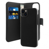 Puro iPhone 14 Plus Plånboksfodral Detachable Läder - Svart