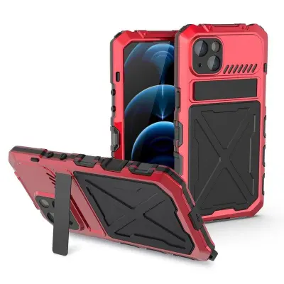 R-JUST iPhone 14 Plus Mobilskal i Silikon och Metall - Röd