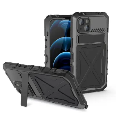 R-JUST iPhone 14 Plus Mobilskal i Silikon och Metall - Svart