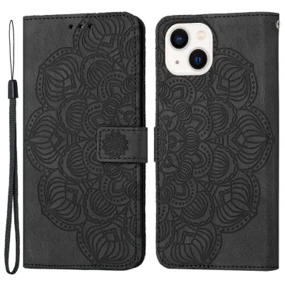 Trolsk Imprint Mandala Flower Wallet (iPhone 14 Plus) - Röd