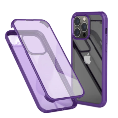 [2in1] iPhone 14 Pro Max Mobilskal Och Härdat Glas Skärmskydd - Lila