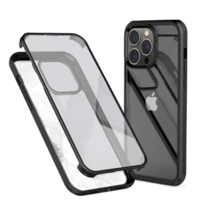 [2in1] iPhone 14 Pro Max Mobilskal Och Härdat Glas Skärmskydd - Svart