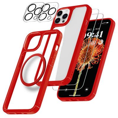 [6in1] BOOM iPhone 14 Pro Max Skal, Kameralinsskydd, Härdat Glas, MagSafe Ring