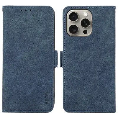 ABEEL iPhone 14 Pro Max Plånboksfodral Shockproof Konstläder Blå
