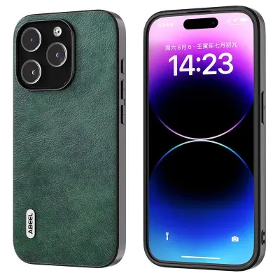ABEEL iPhone 14 Pro Max Mobilskal Drop-Proof Litchi Grön