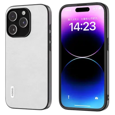 ABEEL iPhone 14 Pro Max Mobilskal Drop-Proof Litchi Textur Vit