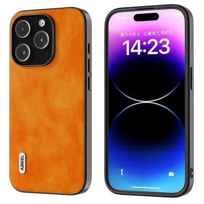 ABEEL iPhone 14 Pro Max Mobilskal Drop-Skydd Litchi Textur Orange