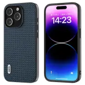 ABEEL iPhone 14 Pro Max Skal Läder Coated PC+TPU Blå