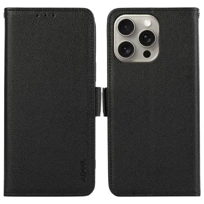 ABEEL iPhone 14 Pro Max Skal PU Läder RFID Kortfack Svart