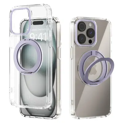 ABEEL Q-LUCK iPhone 14 Pro Max Skal Shockproof Rotating Kickstand Lila