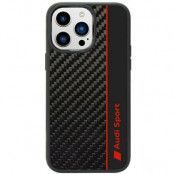 Audi iPhone 14 Pro Max Mobilskal Carbon Fiber Stripe - Svart